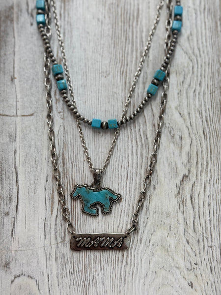 Western Multi Layered with Stone Pendant Necklace