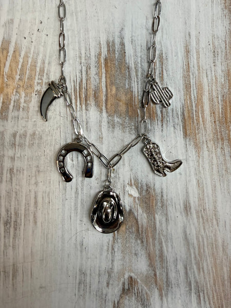 Silver Western Charm Necklace