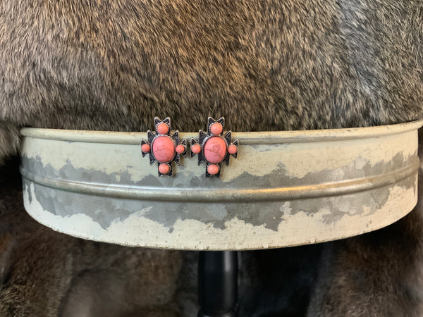 Pink Aztec Stone Earring