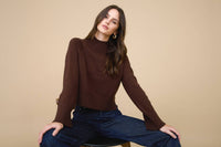 Mock Neck Long Sleeve Knit Cropped Sweater