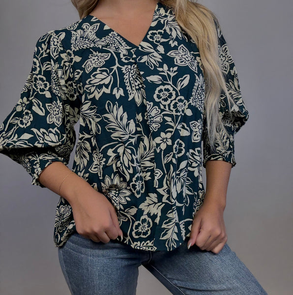 Floral Green Blouse