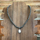16 inch Navajo pearl with stone pendant