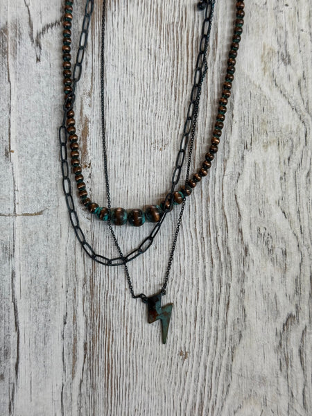 Layered Navajo Lightning bolt Western Necklace