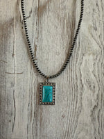 Square Navajo Bead Turquoise Necklace