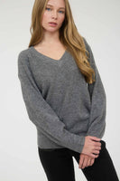 V Neck Long Sleeve Knit Sweater