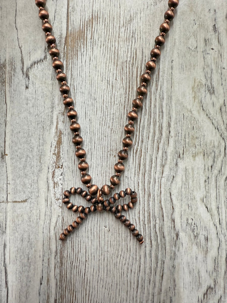 Navajo Style Pearl Bow Coquette Necklace