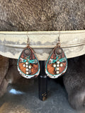 Stone Cross Wood Earring