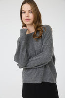 Plus Solid Crewneck Front Seam Sweater