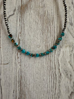 Navajo Bead Heart Gemstone Necklace