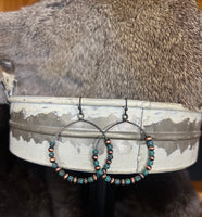 Navajo Style Pearl Round Dangle Earrings