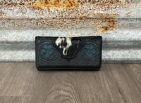 TR Floral Tooled Cowhide Wallet