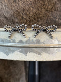 Coquette Bow Ribbon Stone Stud Earrings