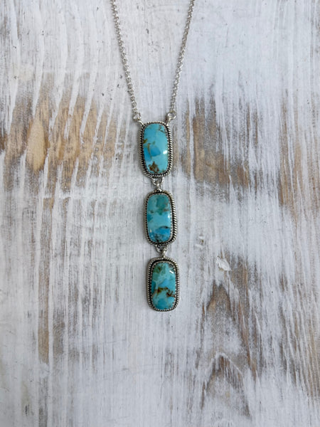 3 Rectangle Turquoise Stone Necklace