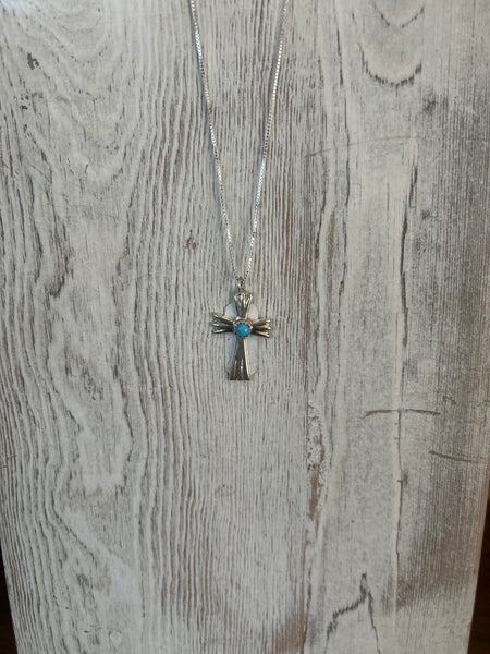 Single Stone Turquoise Cross Necklace