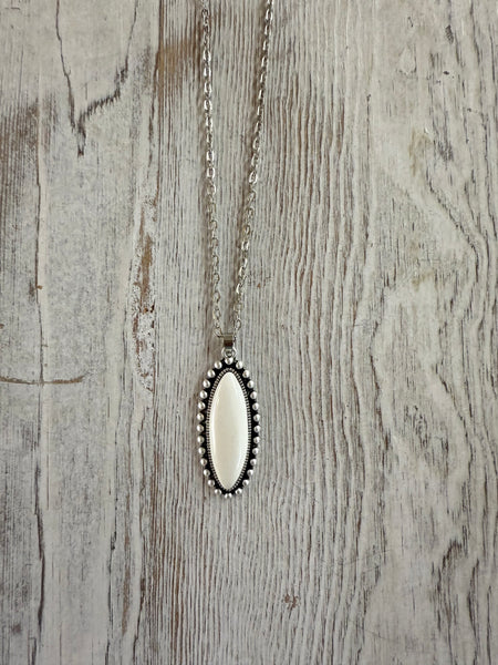 Large Oval White Turquoise Necklace