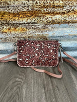 Trinity Ranch Leather Floral Tooled Clutch