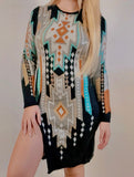 Black Aztec Sweater Dress