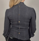 Long Sleeve Back Button Top