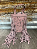 TR Floral Tooled Fringe Mini Tote/Crossbody