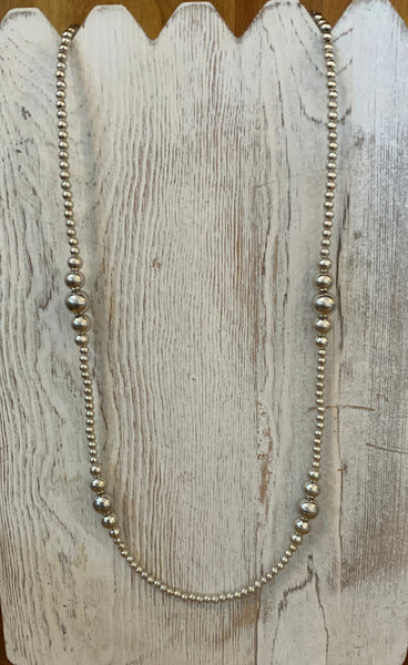 Multi-Bead Silver Navajo Bead Necklace