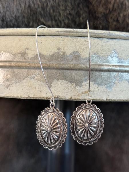 Western Silver Concho Earring