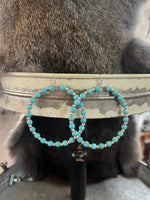 Synthetic Turquoise & Silver Hoop Earrings