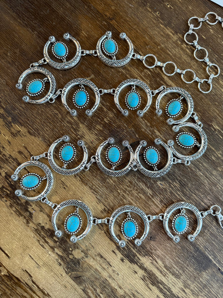 Turquoise Squash Blossom Belt