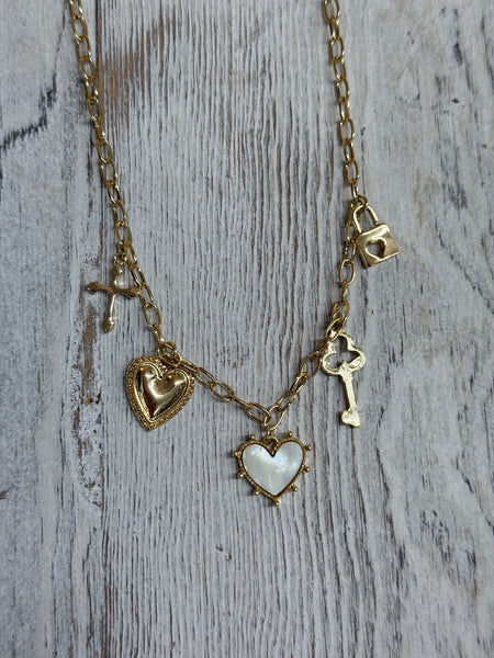 Multi Charm Heart Necklace