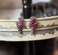 Checkerboard Lightning Bolt Earring
