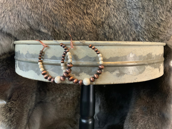 Copper Beaded Hoop Earring