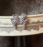 Checkerboard Lightning Bolt Earring