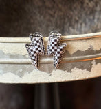 Checkerboard Lightning Bolt Earring