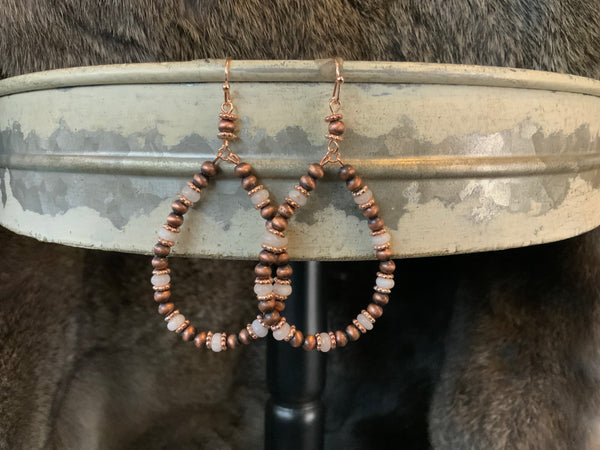 Copper & Stone Bead Teardrop