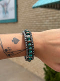 Navajo Style Pearl with Concho Stretch Bracelet