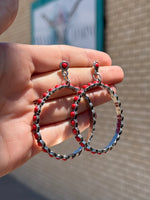 Red Post Hoop Earrings