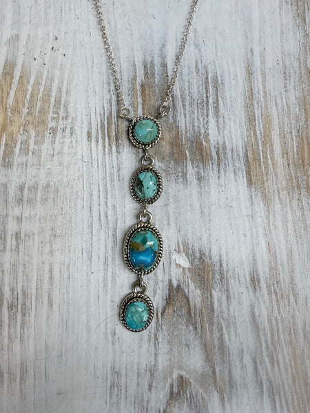 4 Turquoise Stone Drop Necklace