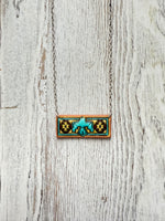 Western Tooled Leather Bar Necklace