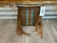 Wrangler Aztec Embroidered Fringe Crossbody