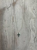Dainty Turquoise Cross Necklace