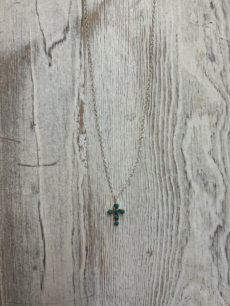 Dainty Turquoise Cross Necklace