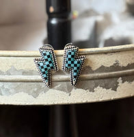 Checkerboard Lightning Bolt Earring