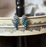 Checkerboard Lightning Bolt Earring