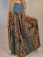 Denim/Leopard Overall Dress