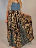 Denim/Leopard Overall Dress