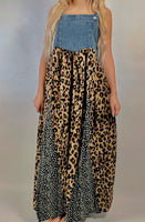 Denim/Leopard Overall Dress