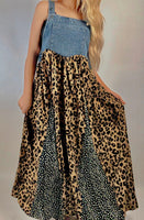 Denim/Leopard Overall Dress