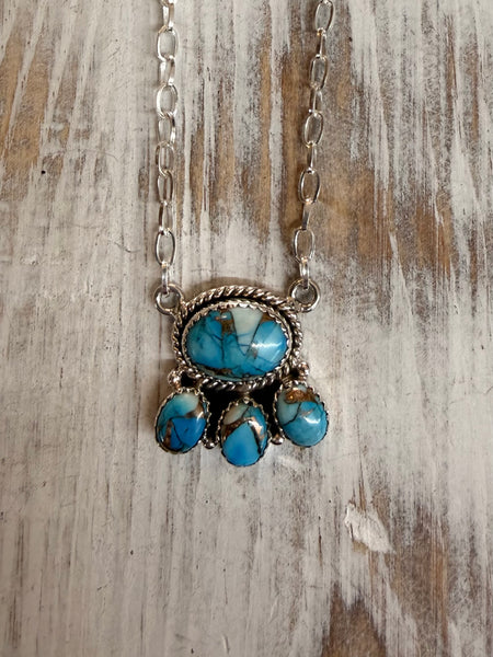 Ice Blue Half Cluster Necklace