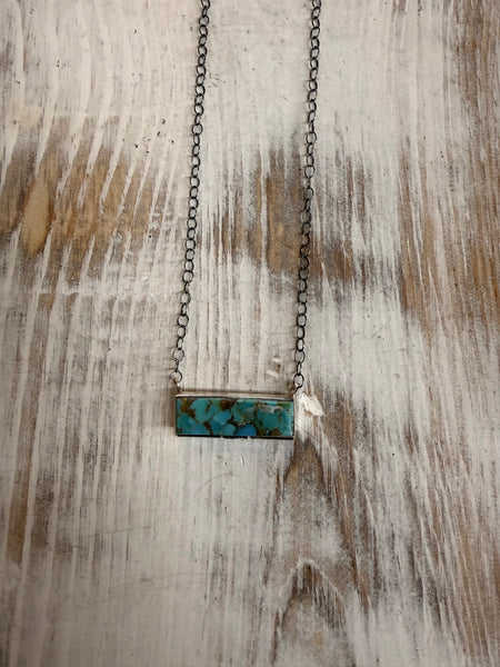 Kingman Turquoise Set the Bar Necklae