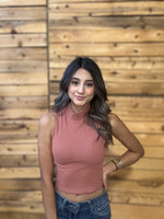 Mock Neck Ribbed Tank Top