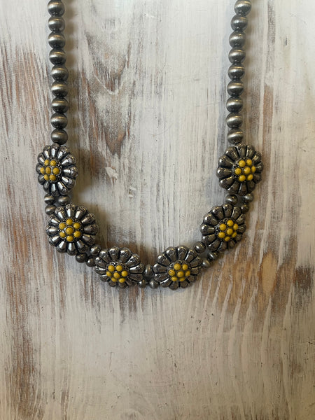 Six Concho Flower Necklace